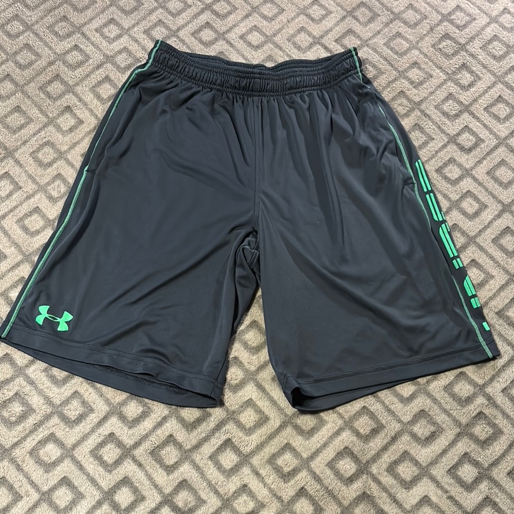 Under Armour Black and Green Athletic Shorts
